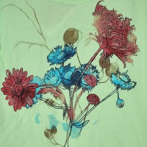 Project Iris Green Floral T-Shirt & Bracelet Women's Size XL NWT 100% Cotton USA